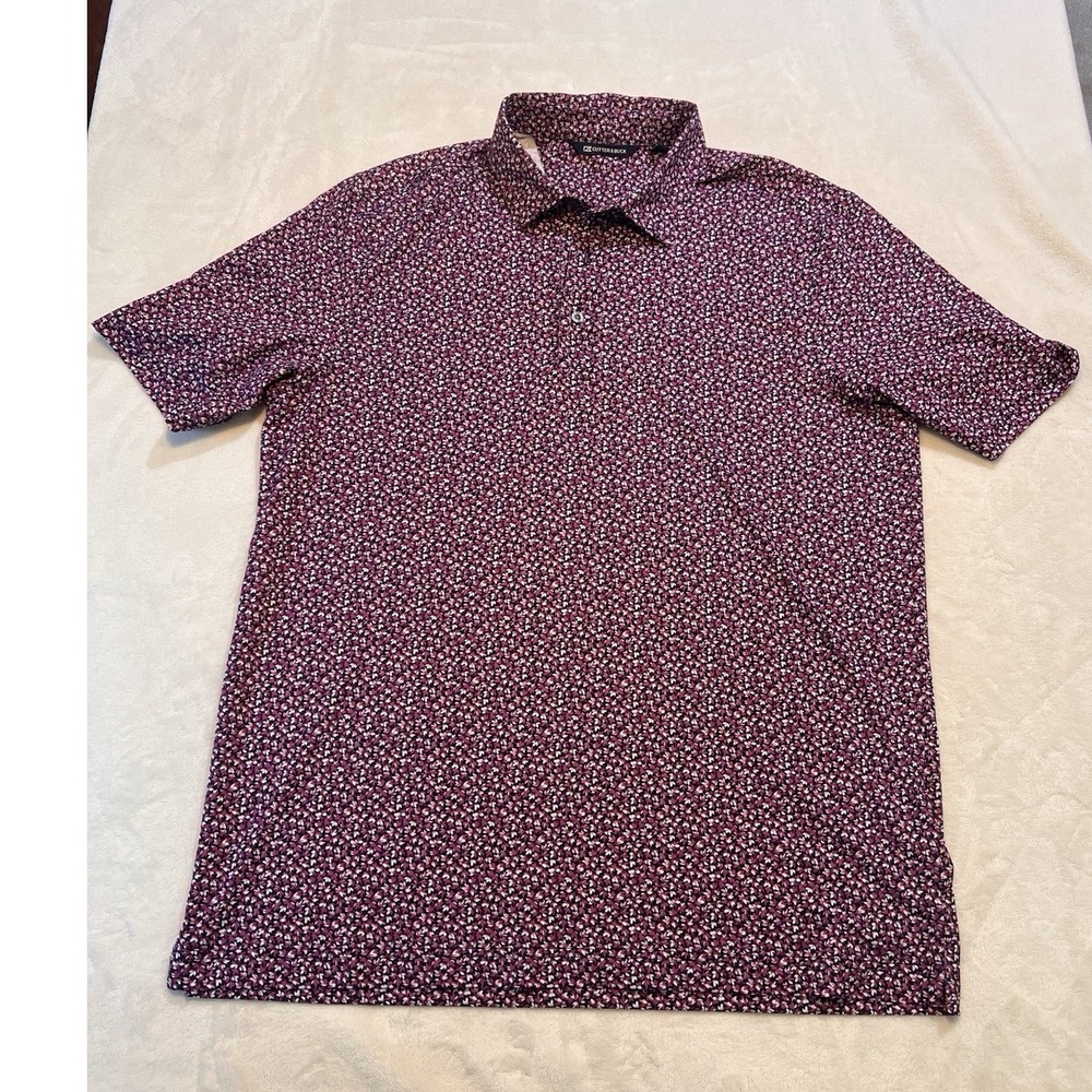 Cutter & Buck Pike Magnolia Print Men's L Golf Stretch Polo Shirt Performance